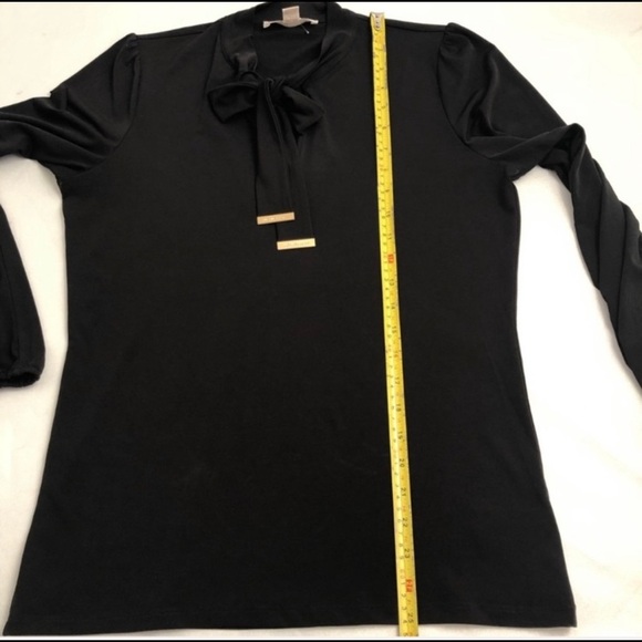 MICHAEL Michael Kors black v-neck bow stretch blouse M - Picture 6 of 7